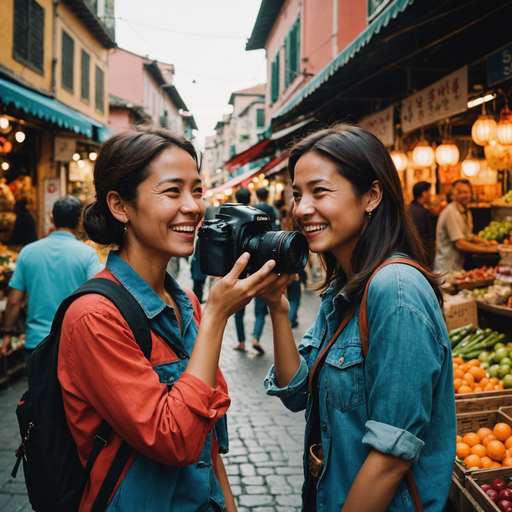 Market Magic: Two Friends Share a Moment of Joy