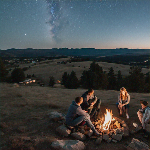 Campfire Under the Milky Way: A Cozy Night with Friends