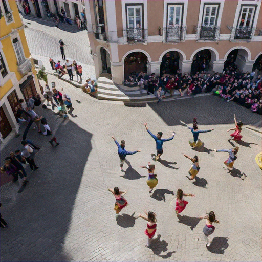 A Celebration of Life: Dancers Fill the Cobblestone Street with Joy