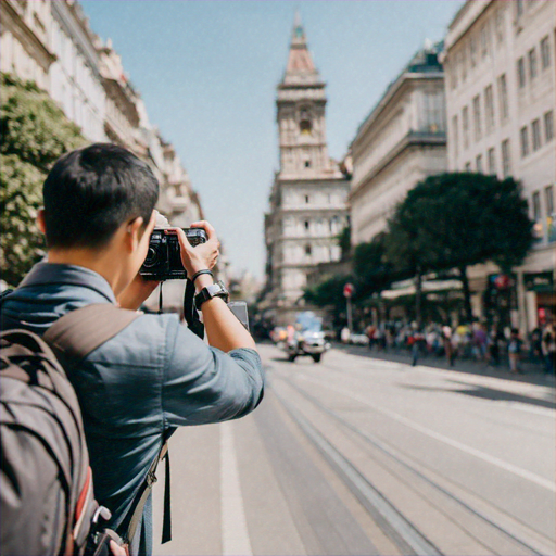 Capturing the City’s Buzz: A Tourist’s Moment in Motion