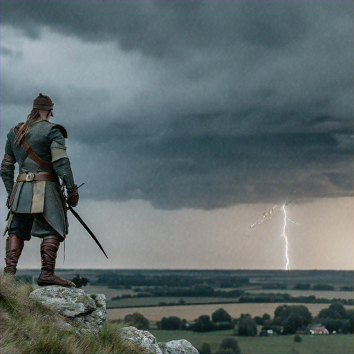 A Lone Figure Braces Against the Storm