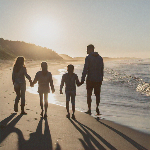 Silhouettes of Love: A Family’s Sunset Stroll