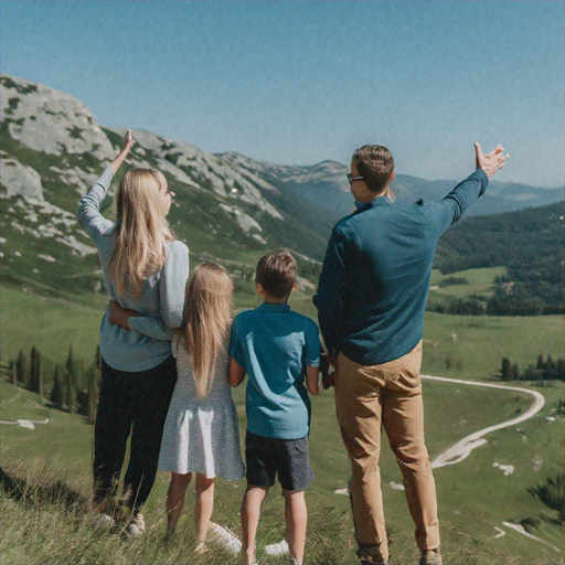 A Family’s Moment of Wonder on a Tranquil Hilltop