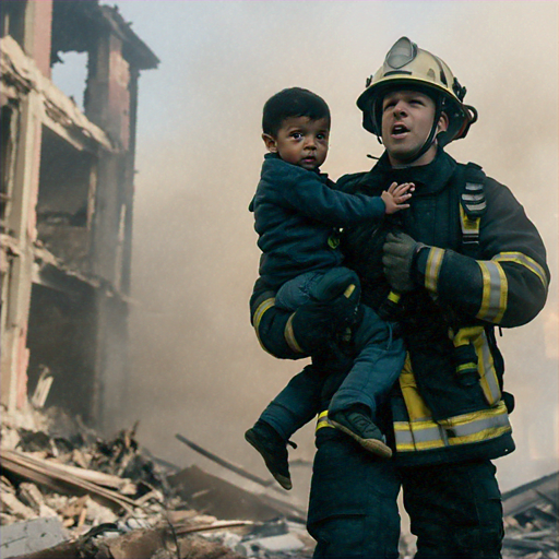 Heroic Rescue Amidst the Ruins