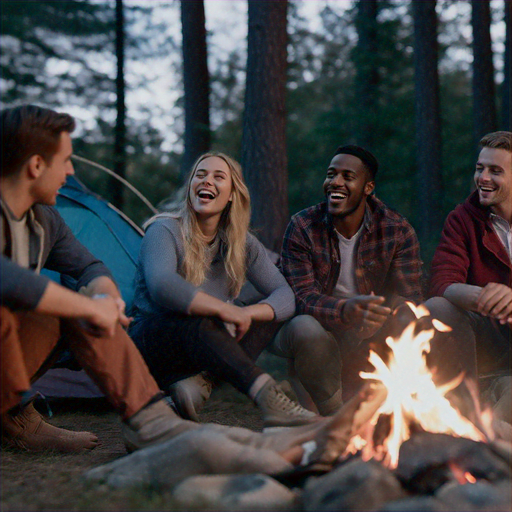 Campfire Laughter: Friends Gather for a Cozy Night Under the Stars