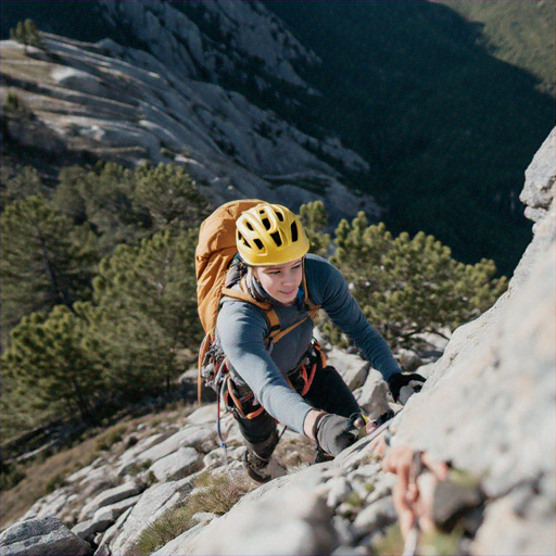 Precarious Ascent: Climber Battles the Mountainside