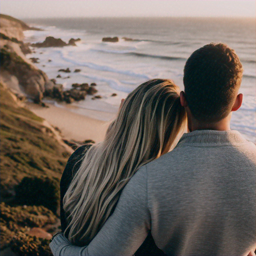 Silhouettes of Love Against the Setting Sun