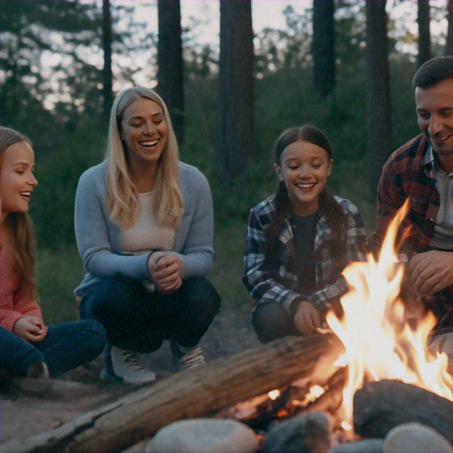 Campfire Laughter: A Family’s Cozy Night in the Woods