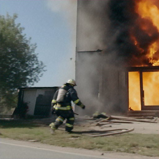 Firefighter Braves Blazing Inferno, Offering a Glimpse of Courage Amidst Chaos