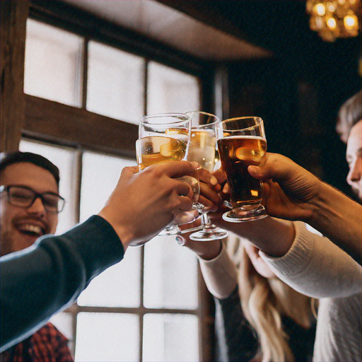 Cheers to Friendship: A Toast in the Dimly Lit Pub