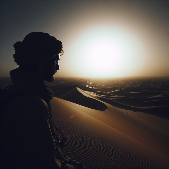 Silhouetted Serenity: A Man and the Desert Sun