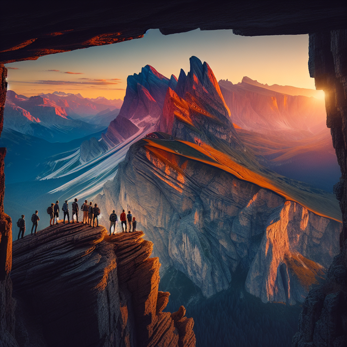 Sunrise Majesty: Hikers Witness Breathtaking Mountain Panorama