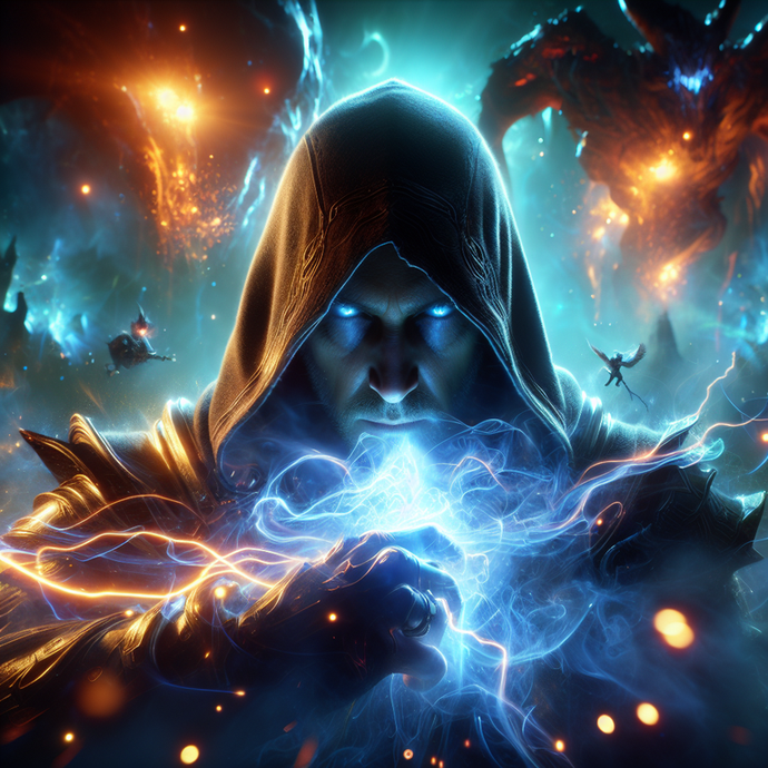 Mystical Power Unleashed: A Hooded Figure Commands the Elements