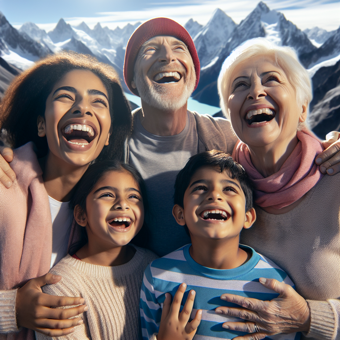 Mountaintop Laughter: A Family’s Joyful Moment Captured