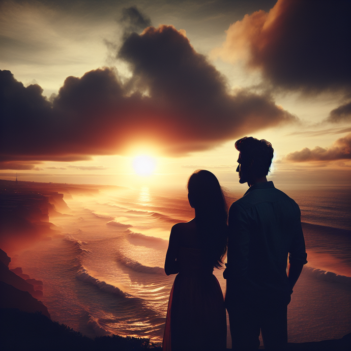 Silhouettes of Love Against a Dramatic Sunset