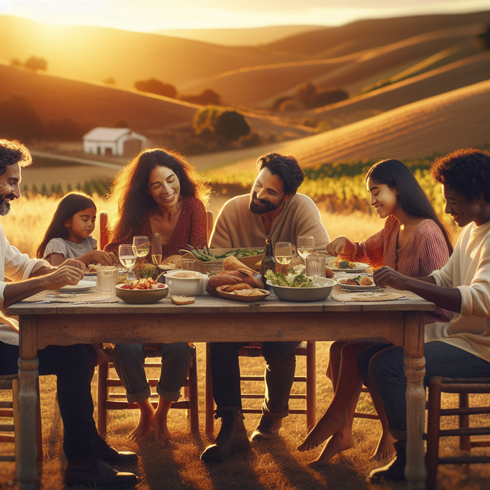 Golden Hour Family Dinner: A Picture of Rural Bliss