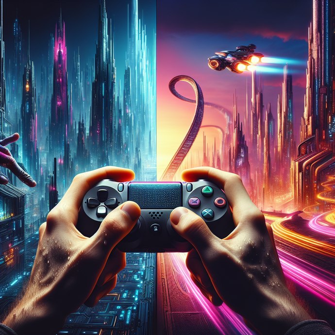 Two Worlds Collide: Futuristic Cityscape in Vivid Contrast