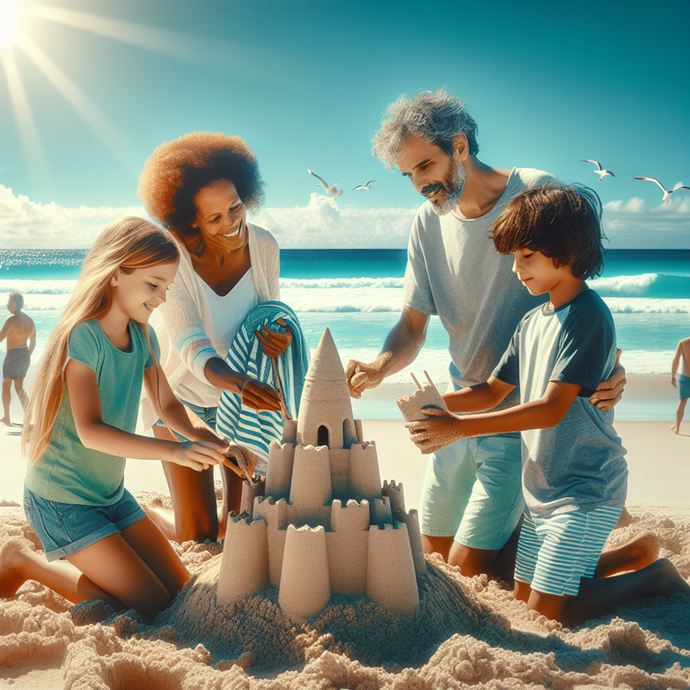 Sun-Kissed Memories: A Family Builds a Sandcastle of Joy