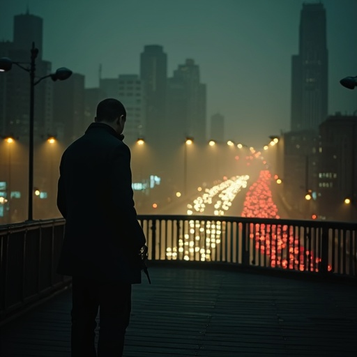 Silhouettes and City Lights: A Melancholy Dusk