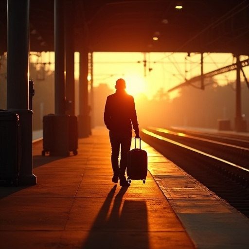 Silhouettes of Hope: A Lone Figure Walks into the Sunset