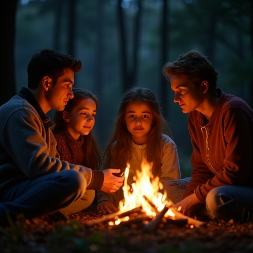 Campfire Tales: A Cozy Gathering in the Dark Forest