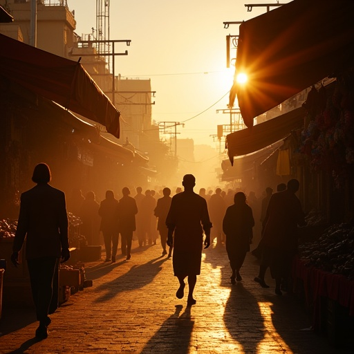 Silhouettes in the Sun: A Mysterious Stroll Through City Streets