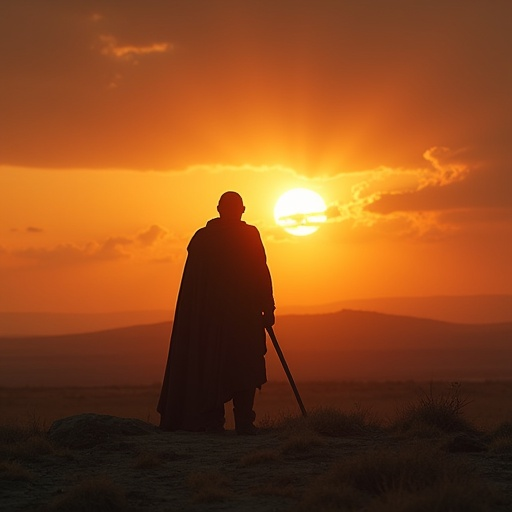 Silhouetted Wanderer at Sunset’s Embrace