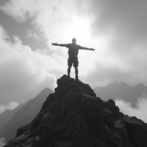 Silhouetted Against Hope: A Moment of Solitude on the Mountaintop