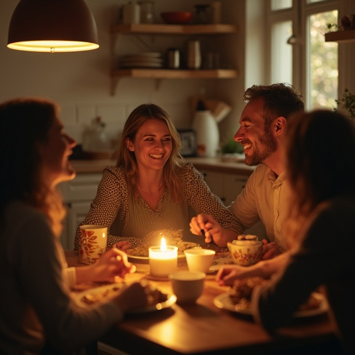 Candlelit Gathering: Intimacy and Warmth Shared Among Friends