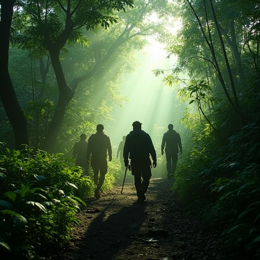 Sun-Dappled Mystery: Silhouettes in the Forest