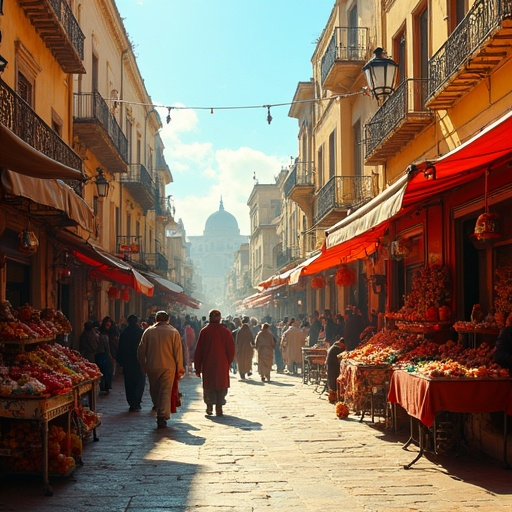 A Bustling European Market Under the Sun