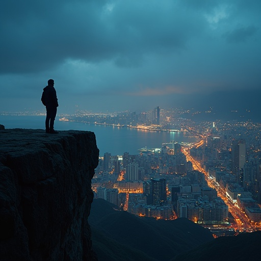 Silhouetted Solitude: A Moment of Contemplation at Dusk