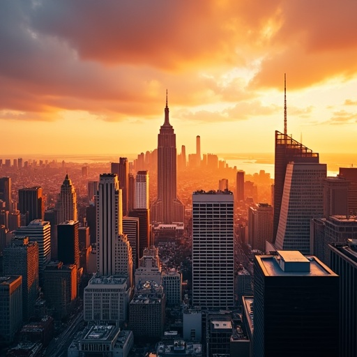 Serene Cityscape at Sunset