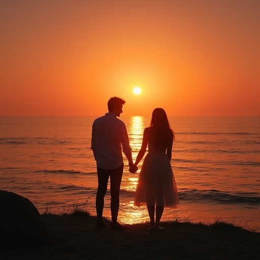 Silhouettes of Love Against a Sunset Sky