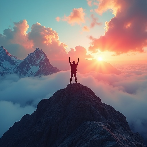 Triumphant Silhouette Against a Sea of Clouds