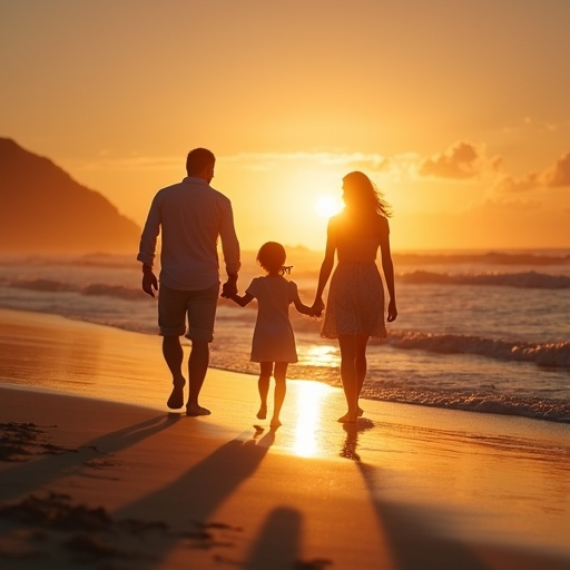 Sunset Stroll: A Family’s Moment of Joy