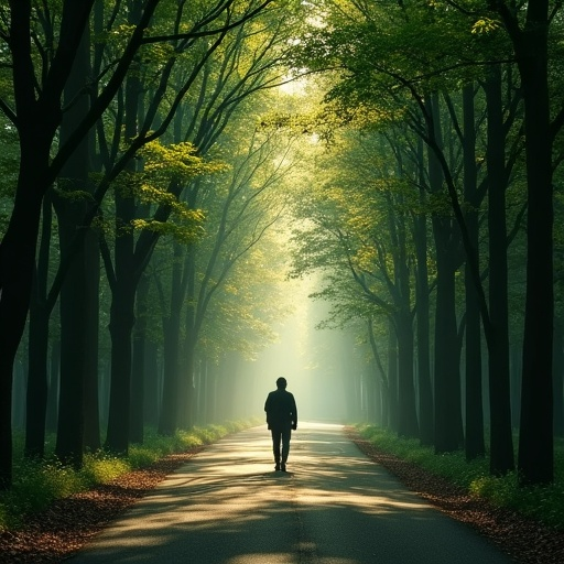 Sun-Dappled Path Through a Mystical Forest