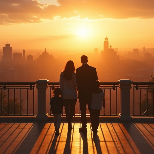 Silhouettes of Hope: A Family’s Sunset Moment