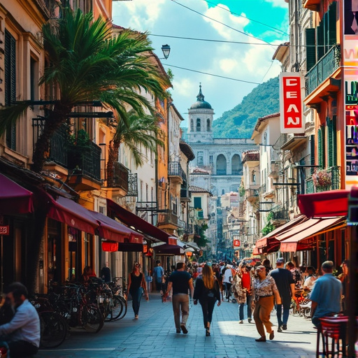 A Vibrant European Street Scene