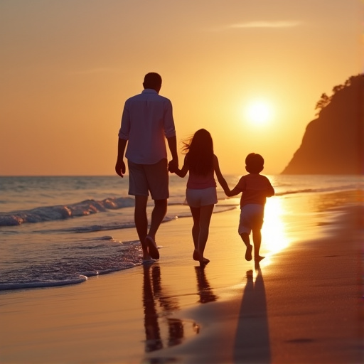 Sunset Silhouette: A Family’s Moment of Joy