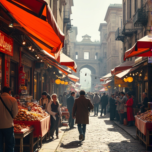 Sun-Drenched Market Life: A Vibrant European Scene