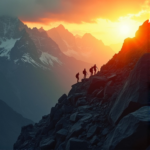 Silhouettes of Adventure: Hikers Embrace a Breathtaking Sunset