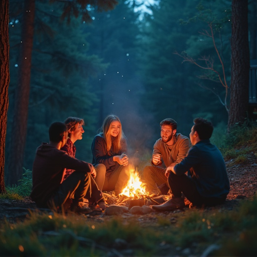 Campfire Glow: A Cozy Night in the Woods