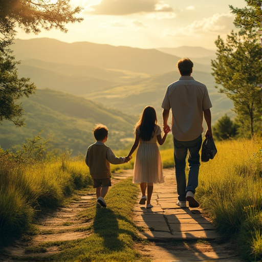 Sunset Stroll: A Family’s Moment of Togetherness