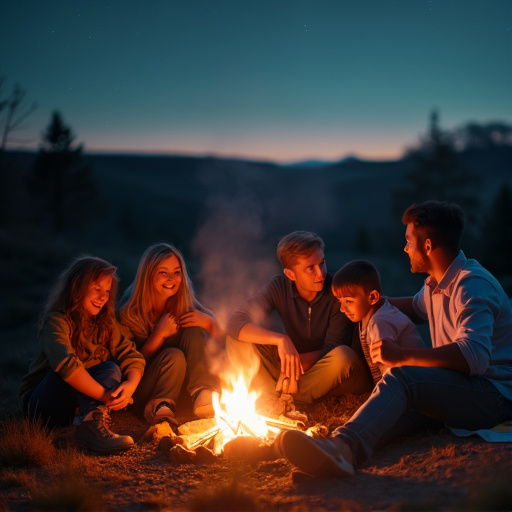 Campfire Cozy: Friends Gather Under the Stars