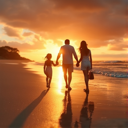 Sunset Stroll: A Family’s Moment of Joy