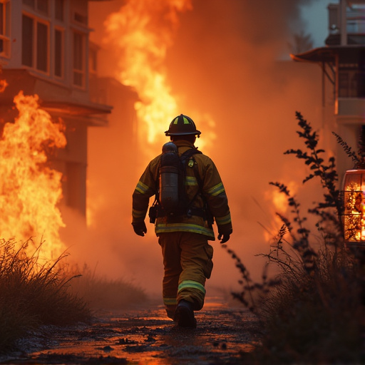 Lone Firefighter Battles Blaze, Hope Amidst the Smoke