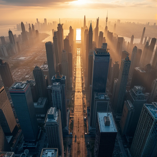 Golden Hour Skyline: A Majestic Sunrise Over the City