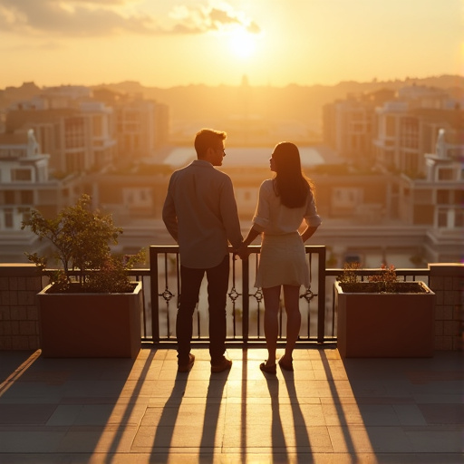 Silhouettes of Love Against a Fiery Sunset