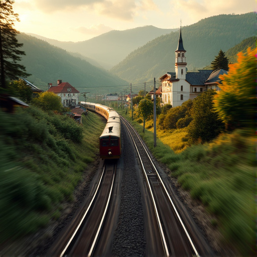 Sunset Journey: A Train Through Time